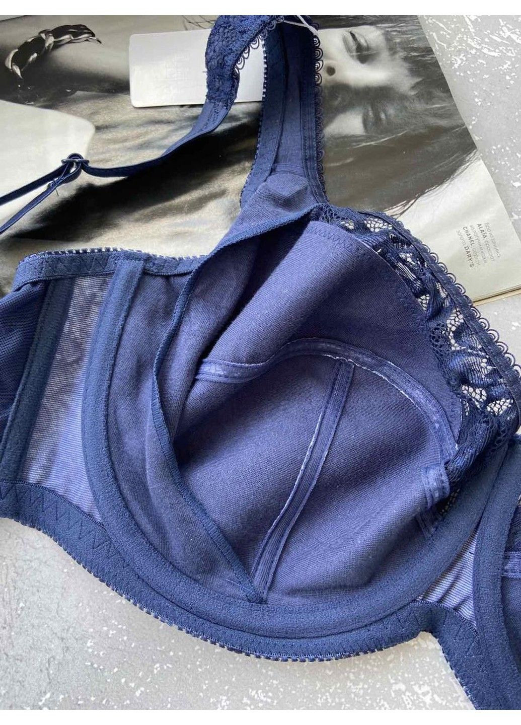 Синий синий бюстгальтер без поролона, лифчик для груди большого размера Lanny Mode