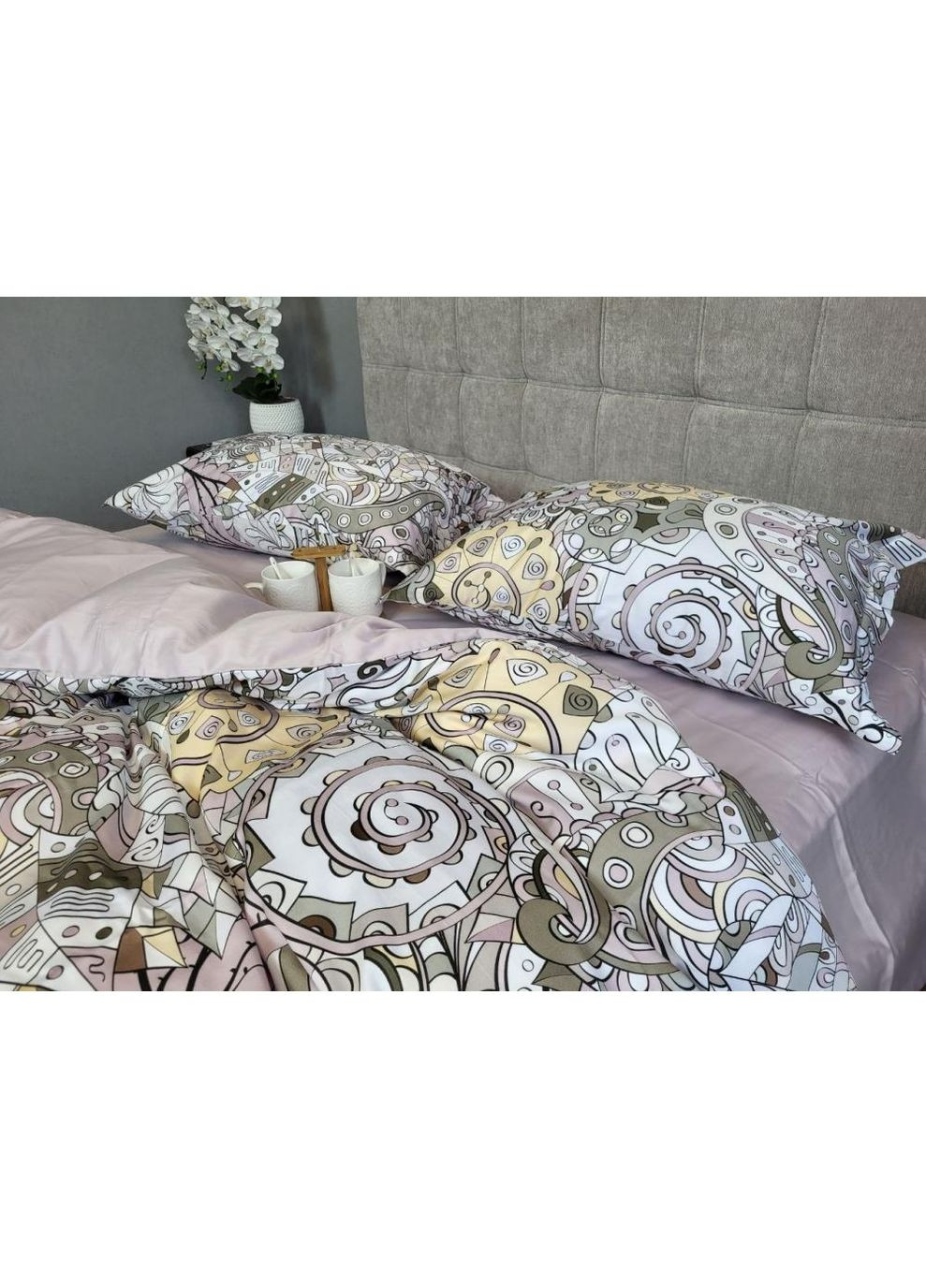 Постельное белье с резинкой ILLUSION, сатин PREMIUM Двухспальный размер, наволочки 50/70 No Brand (364219598)