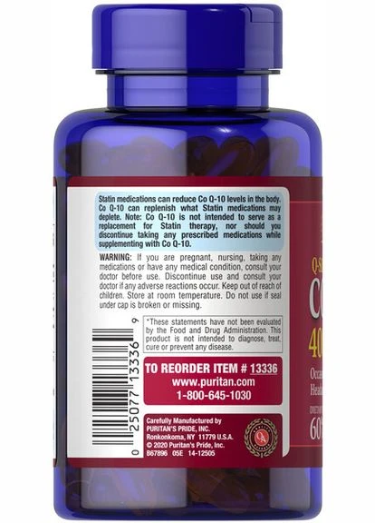 Puritan's Pride Co Q-10 400 mg 60 жидких капсул Puritans Pride (387022938)