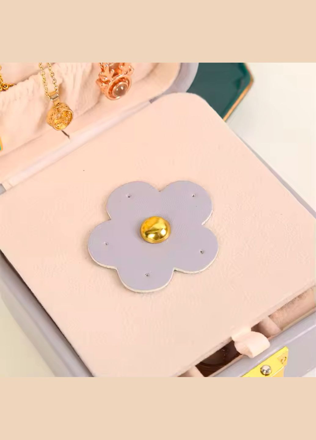 Оригинальная компактная двузонная шкатулка из эко-кожи с зеркалом серого цвета No Brand (316580424)