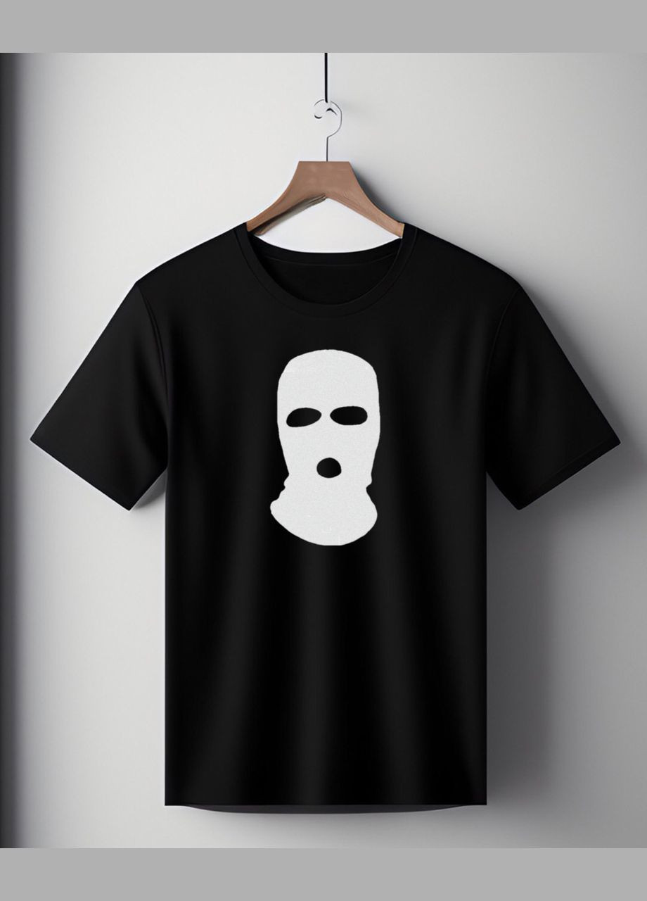 Футболка чорна оверсайз унісекс з принтом " Балаклава " Handmade (308245046)