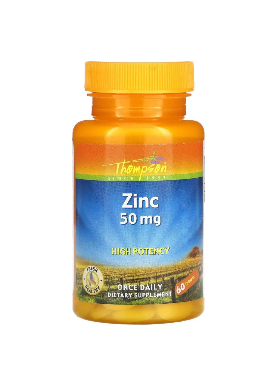 Оксид цинку, Zinc,, 50 мг, 60 таблеток Thompson (362370376)