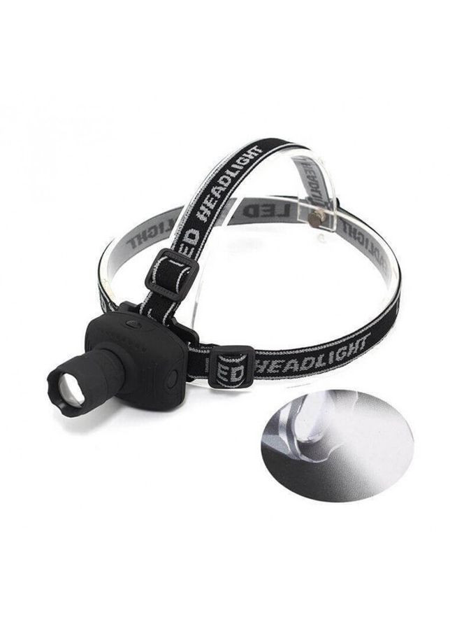 Тактичний налобний ліхтар із зумом BIGEM BM-005 дальністю 100м на батарейках, три режими роботи Watton (338855002)