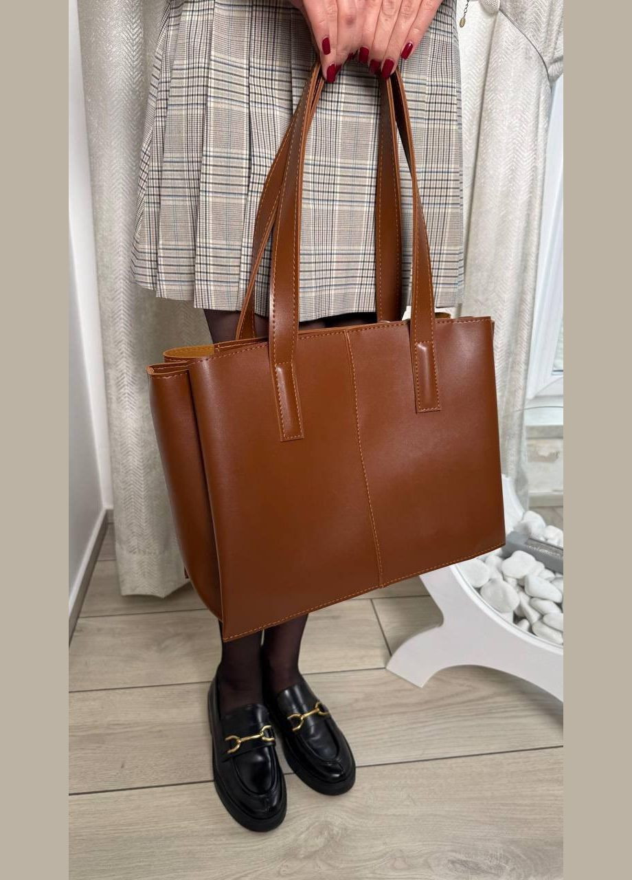 Сумка жіноча Шопер функціональна коричнева з екошкіри NIUNIU (331111646)