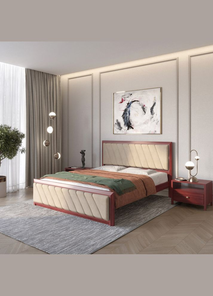 Двуспальная деревянная кровать Барселона Б6/Аляска 23 (Бежевый) 180х190 см (MBG-13258) Mebigrand (368282540)