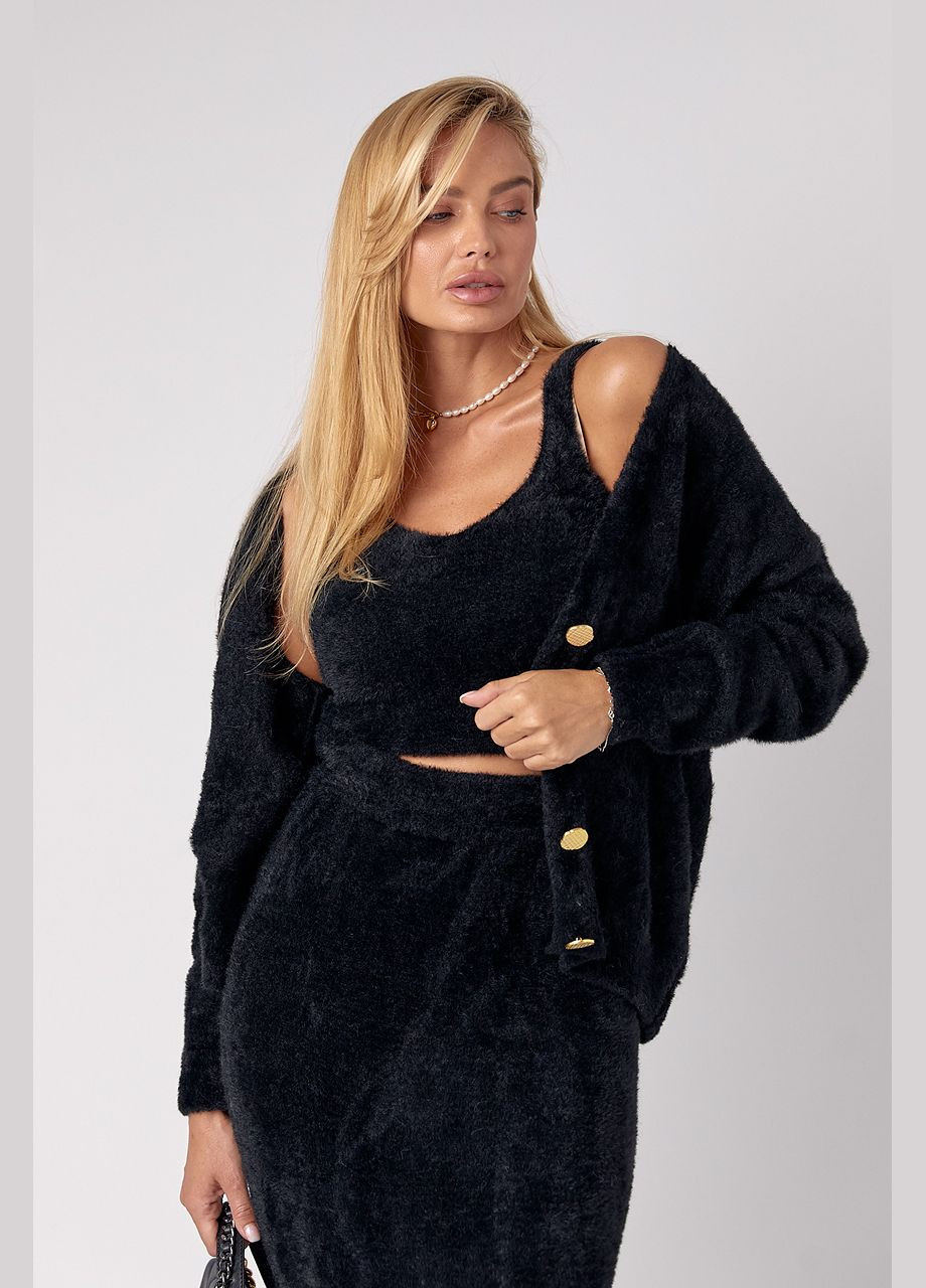 Женский костюм-тройка из альпаки - черный цвет ONE SIZE (sku_3013) No Brand (327820393)