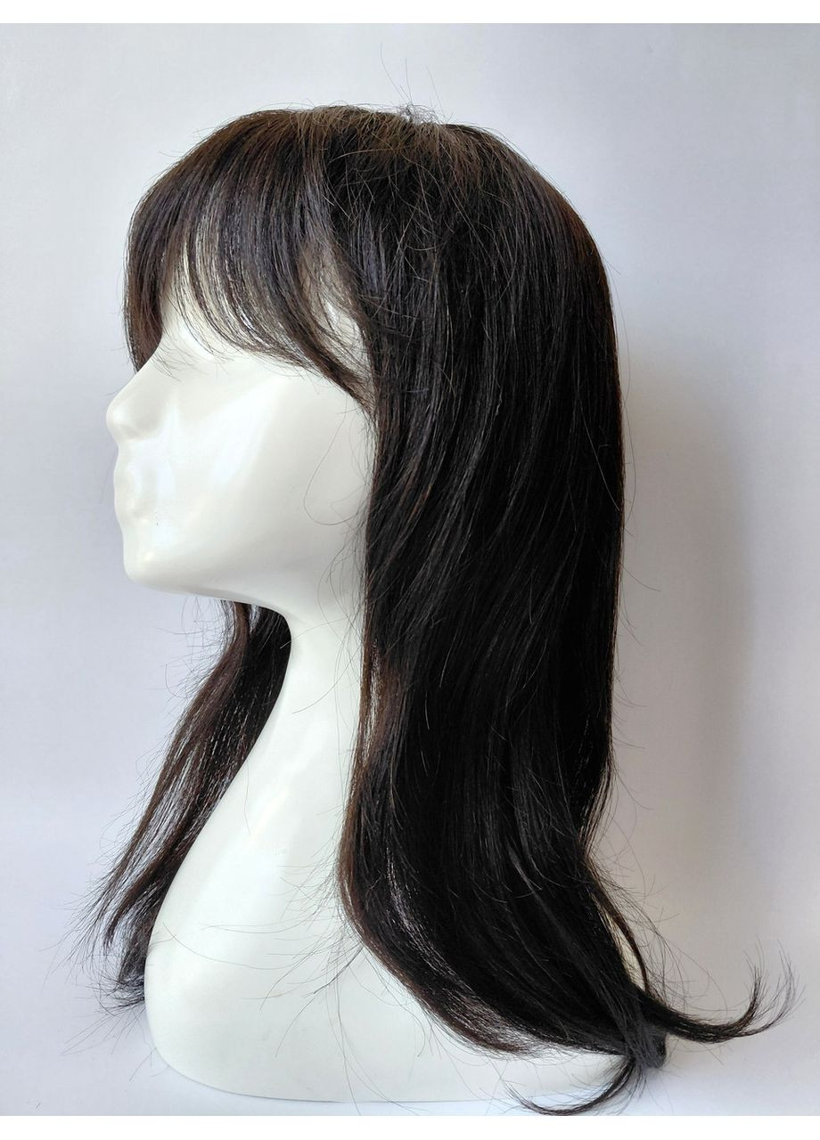 Парик из 100 % натуральных волос удлинённое каре черный No Brand (362035950)