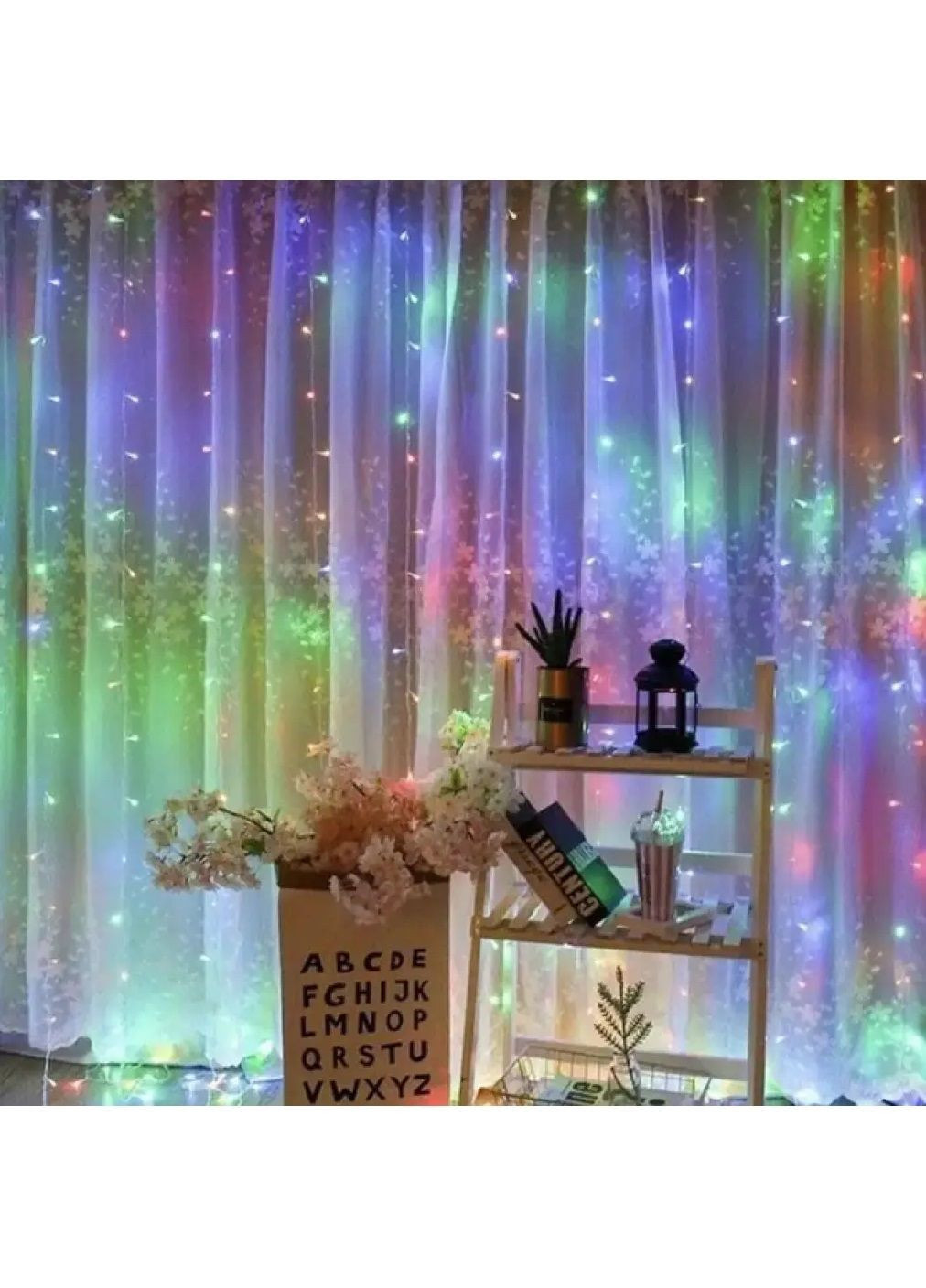 Гірлянда штора водоспад світлодіодна новорічна з роботою від мережі контролером 2х1,5 м 320 лампочок (481883-Prob) Різнобарвна Unbranded (367775609)