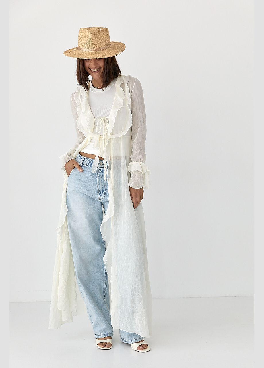 Кремовое пляжное прозрачное платье Lurex