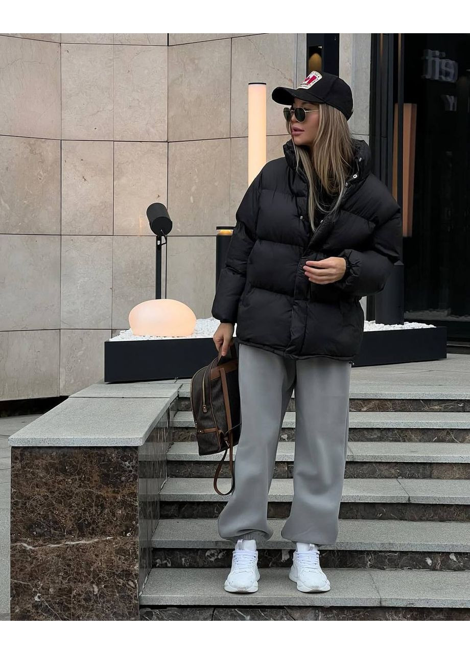 Чорна зимня тепла жіноча куртка із матової плащівки з утепленням — заміри в описі куртка-пальто DK/DL Мода без кордонів