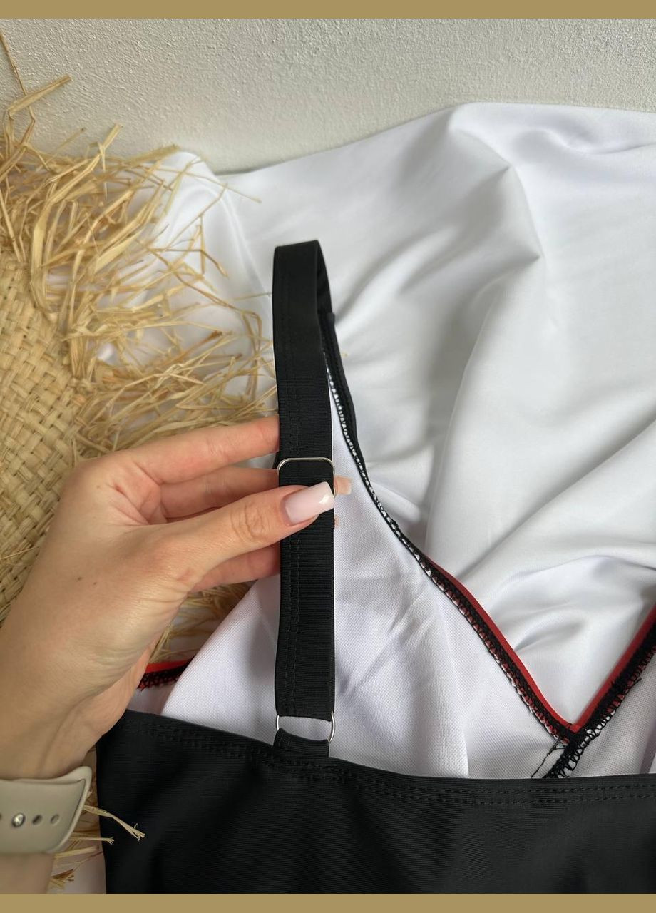 Помаранчевий літній купальник sw1486 чорно-рудий суцільний Ghazel