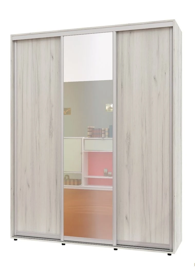 Шкаф-купе трехдверный Алекса 190*40*220 см ШК-04 Дуб крафт белый ДСП/Зеркало/ДСП Алекса (394323138)