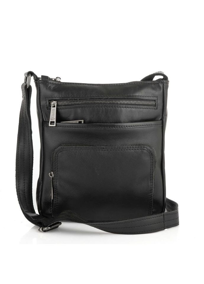 Чоловіча шкіряна сумка через плече компактна планшетка з натуральної шкіри чорна 22*25,5*3,5 см TARWA (329149569)