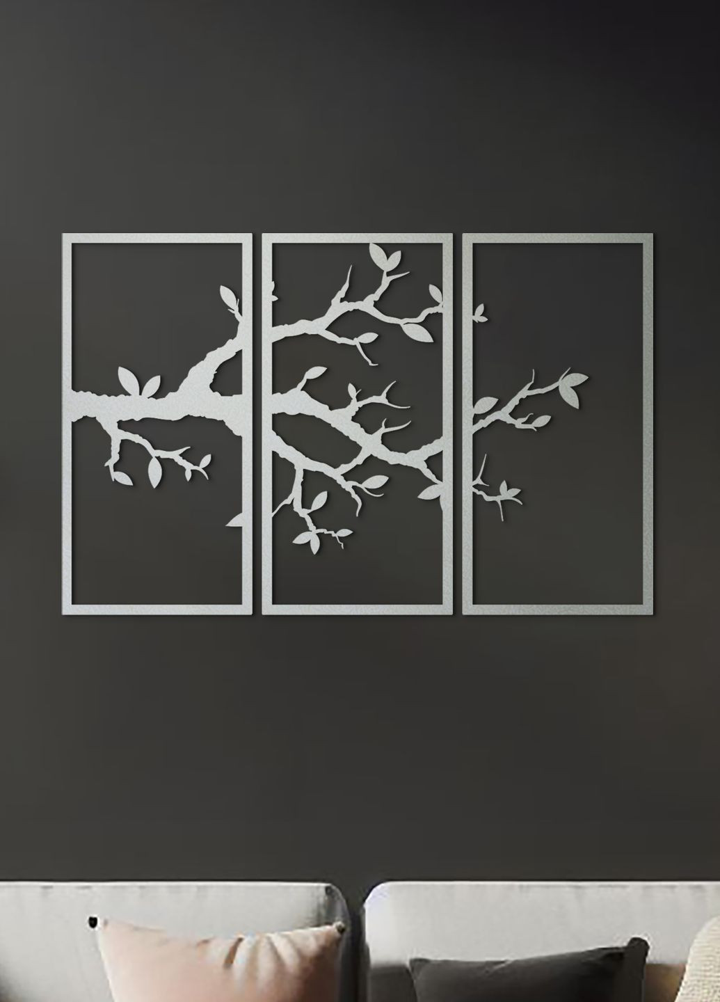 Настінний декор для дому, картина лофт "Гілка вишні модульна картина", декоративне панно 35х55 см Woodyard (292113944)