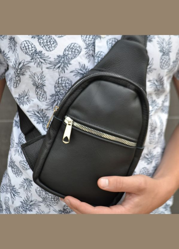 Сумка слінг із натуральної шкіри. Шкіряний слінг сумка. Срібні замки No Brand (331879707)