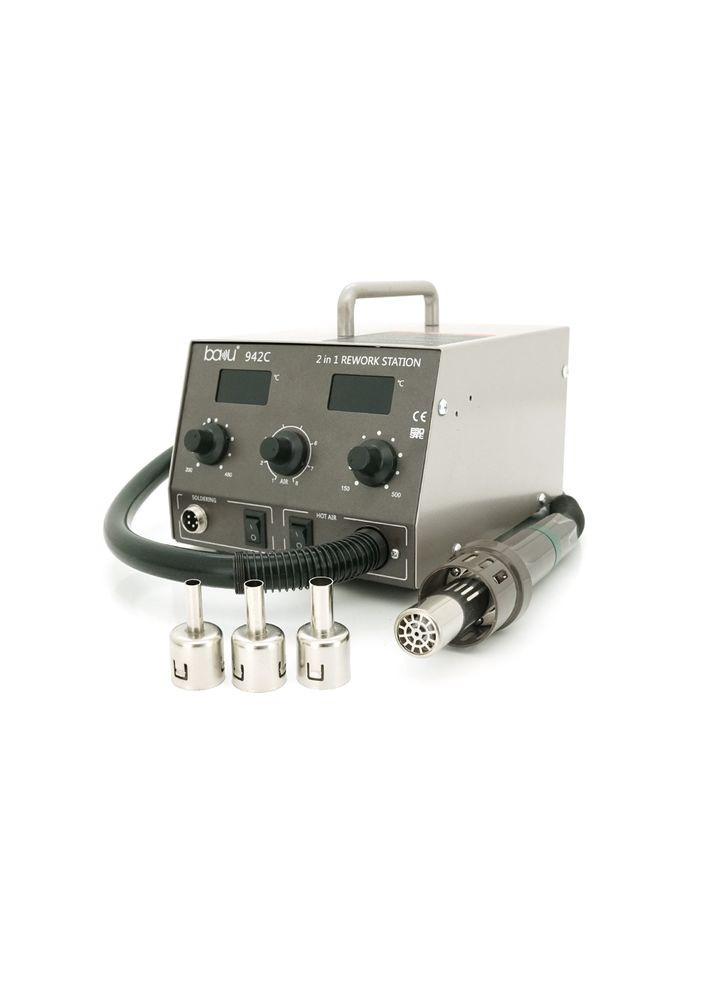 Паяльная станция BA-942C с цифровой индикацией на фен и паяльник, DC:110-240V, 4A,1000W, 5 кг Baku (362669221)