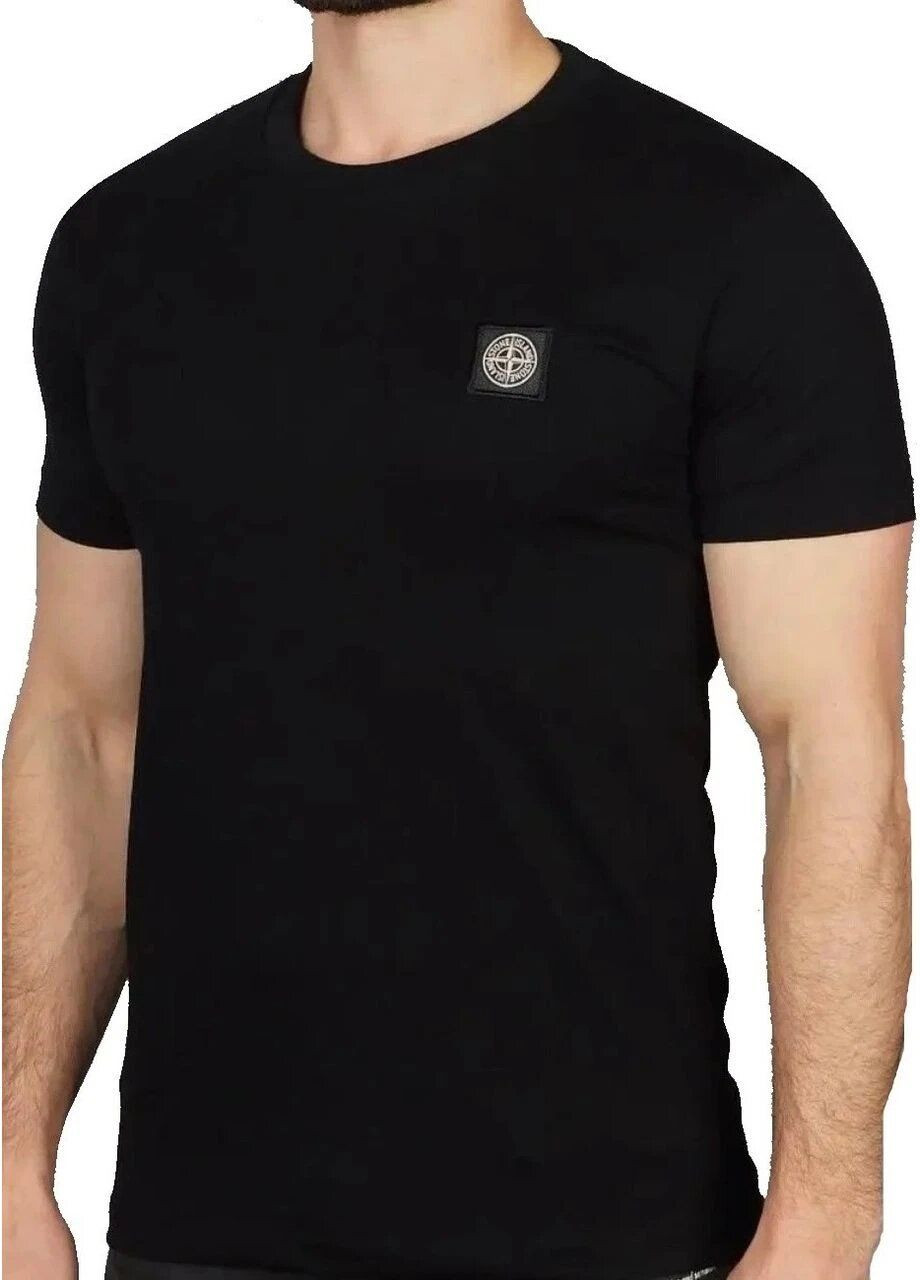 Чорна футболка чоловіча з коротким рукавом Stone Island CLASSIC LOGO