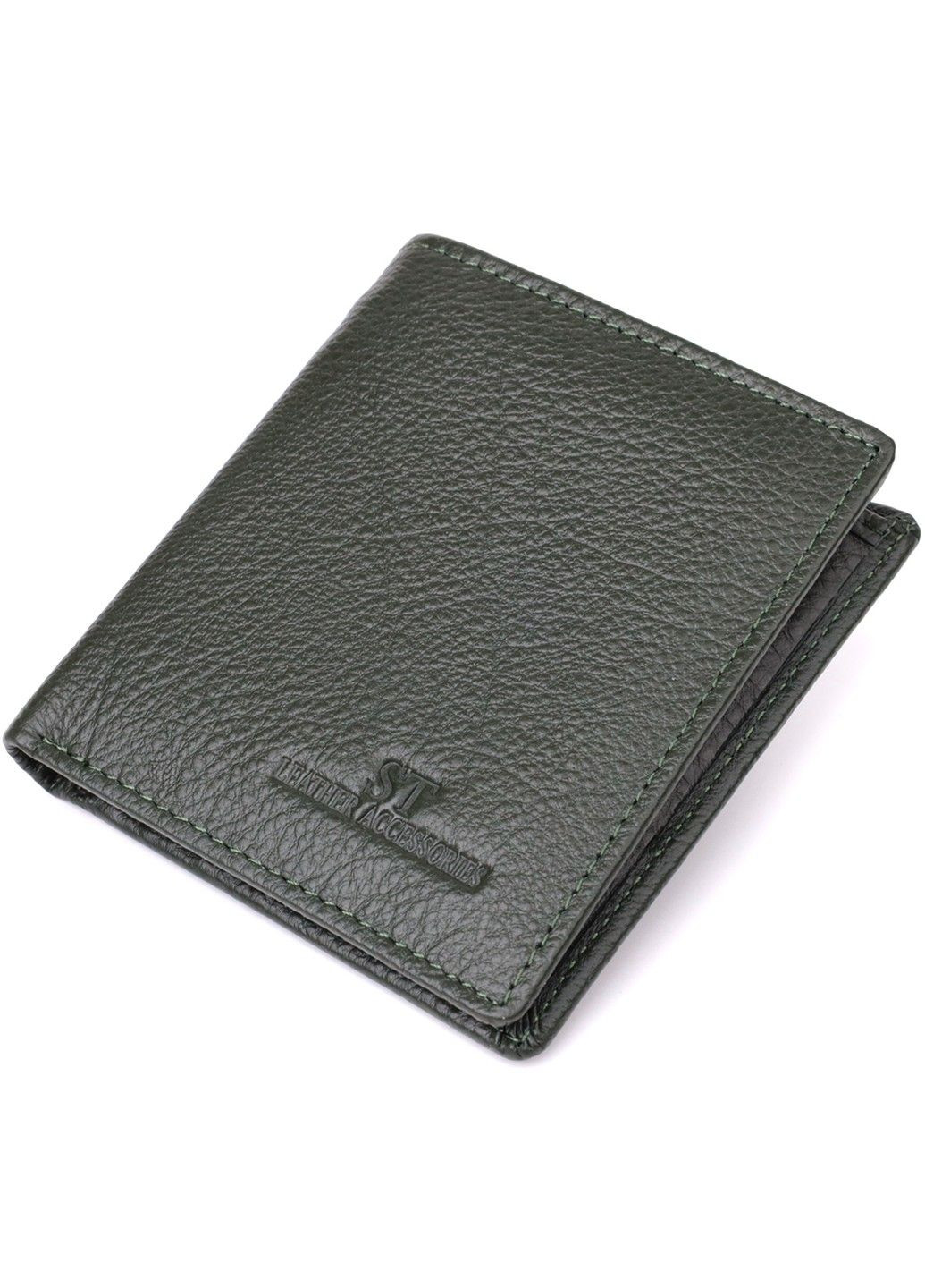 Жіночий гаманець на магніті з натуральної шкіри 23093 Зелений st leather (330642783)