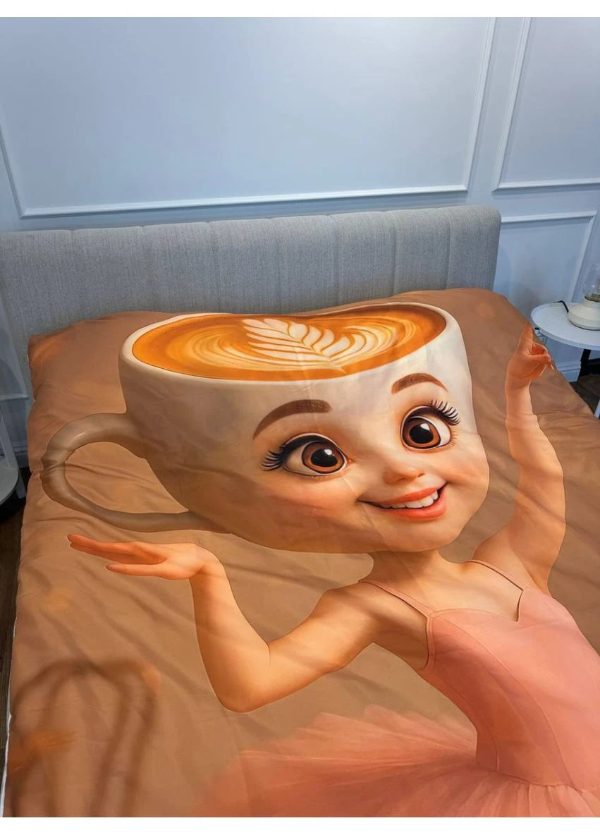 Постільна білизна 3D полуторна з мікросатину Ballerina Cappuccino 31367 150х215 см 50х70 см FlexDress (381734122)