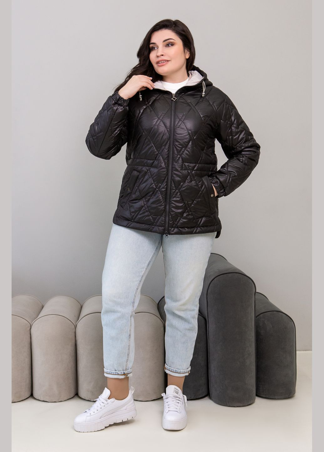 Чорна демісезонна куртка жіноча "еліна" MioRichi