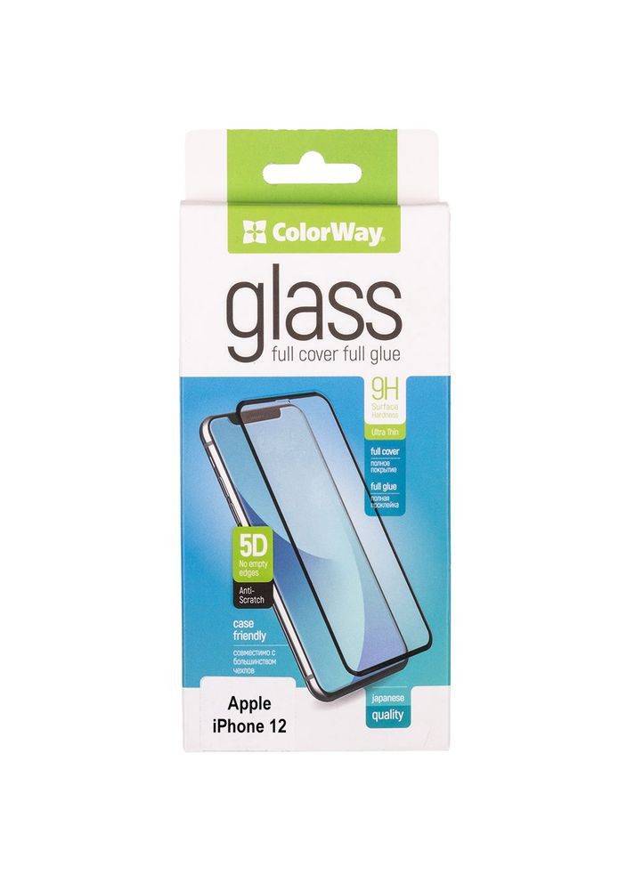 Захисне скло для Apple iPhone 12 9H FC glue black (CW-GSFGAI12-BK) Colorway (322908786)