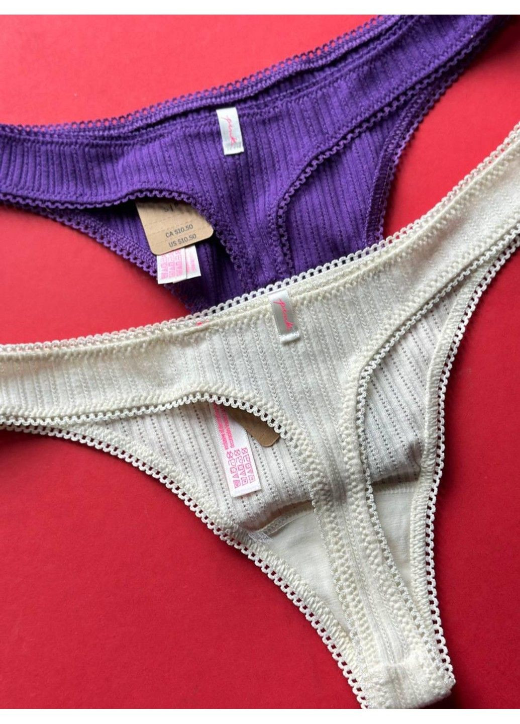 Трусики-стрінги жіночі PINK фіолетові M Victoria's Secret (316659262)