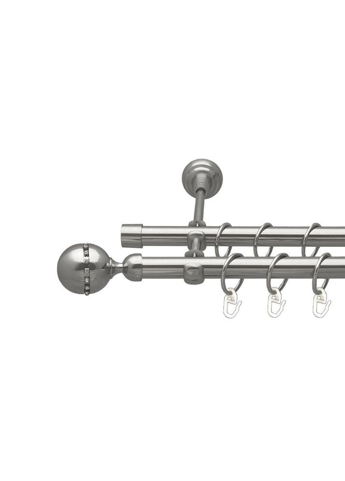 Карниз Кортеза металевий дворядний відкритий гладка труба Нержавіюча Сталь 19\19 мм 300 см (00-00016073) ORVIT (300280331)