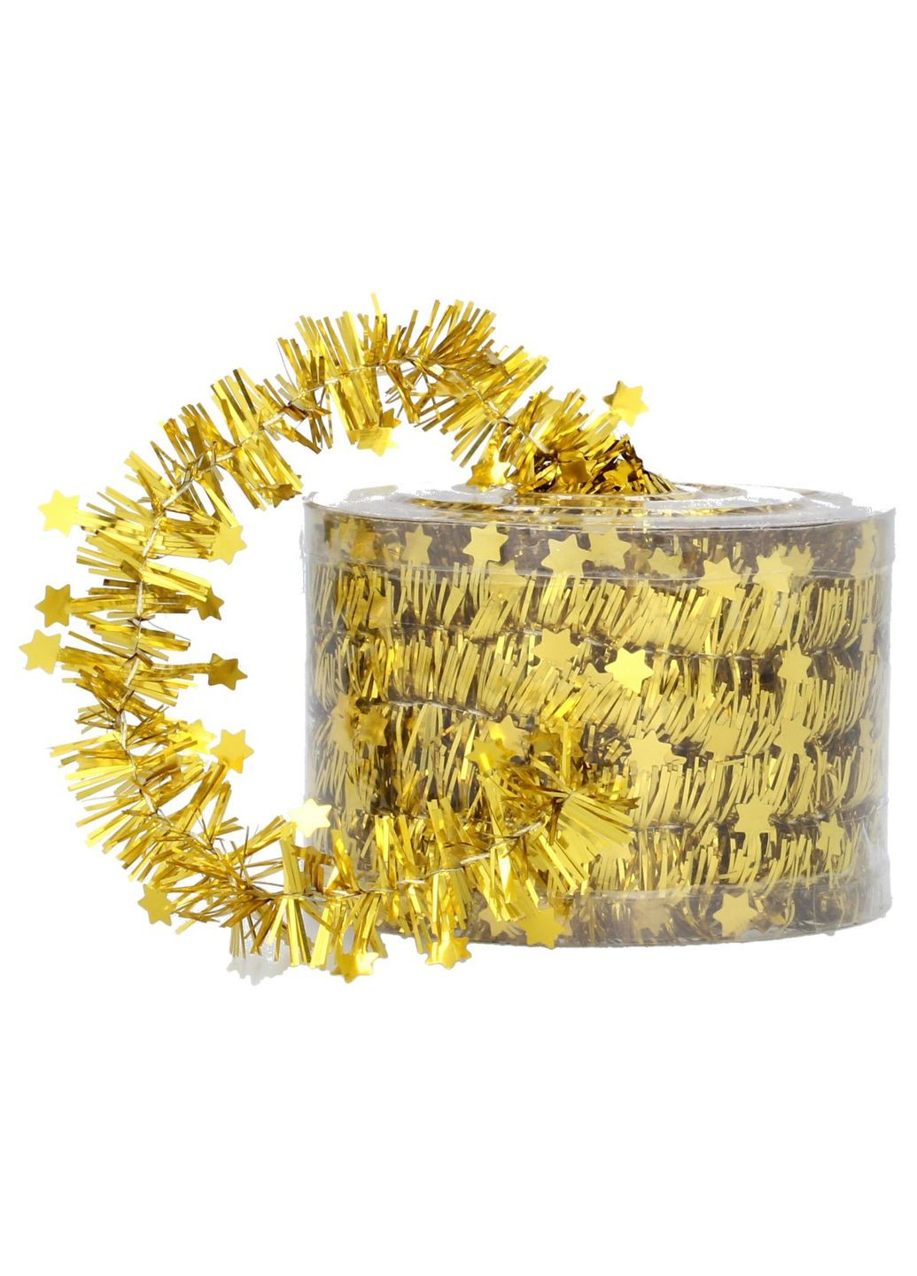 Мішура декоративна із зірками 7 м, золотиста Chomik (369765163)