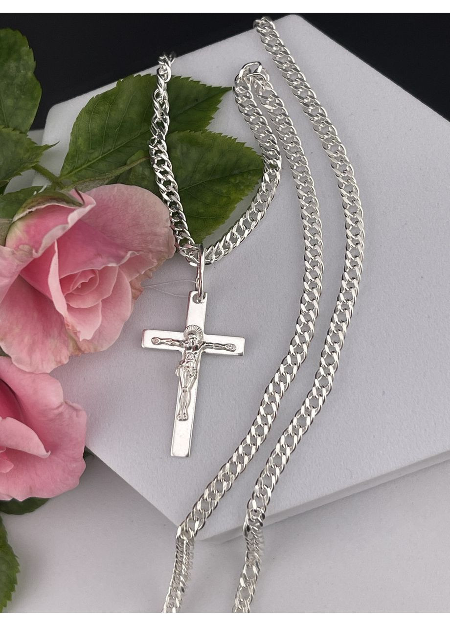 Комплект релігійний жіночий "Ланцюжок з хрестиком" No Brand (323017147)