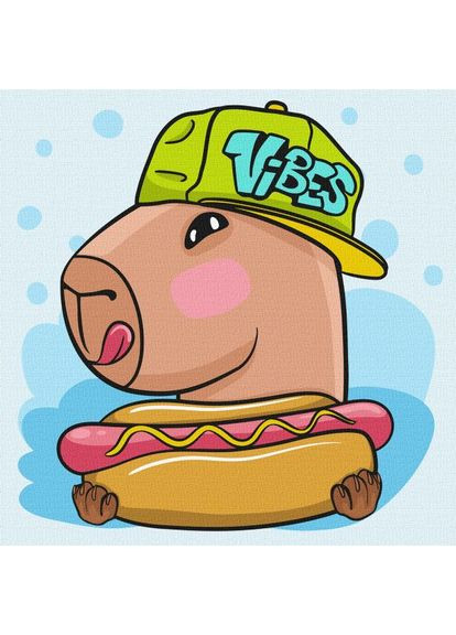 Картина по номерам – Капибара и хот-дог 30х30 см IDEYKA (362203699)