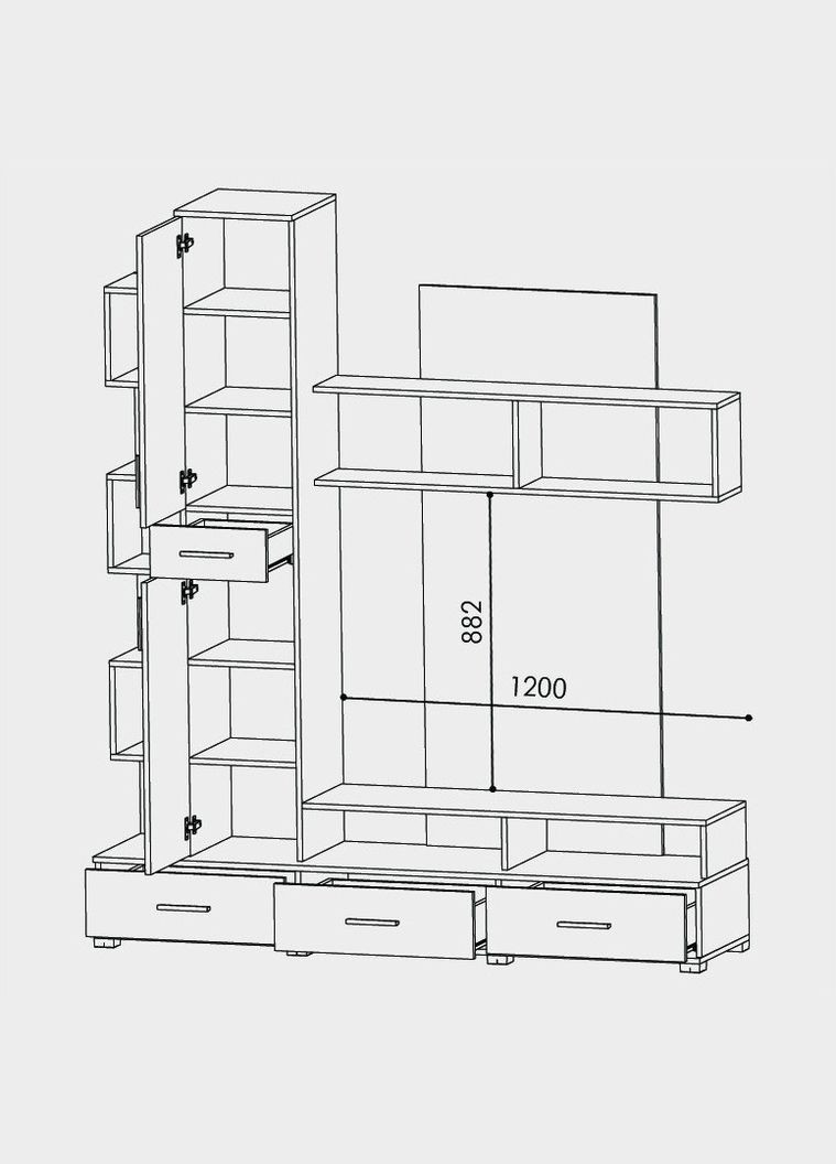 Стінка для вітальні Бриз/Пенал 18 венге/дуб молочний (EVR-2247) Еверест (311683785)