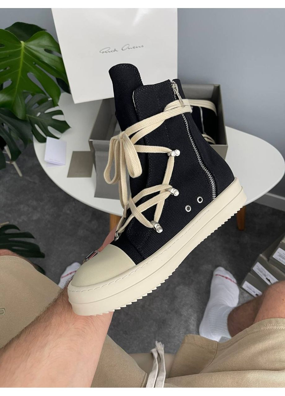 Чорно-білі Осінні кросівки чоловічі rick owens drkshdw hexagram black milk premium | рік оуенс гексаграма преміум чорно-білі No Brand