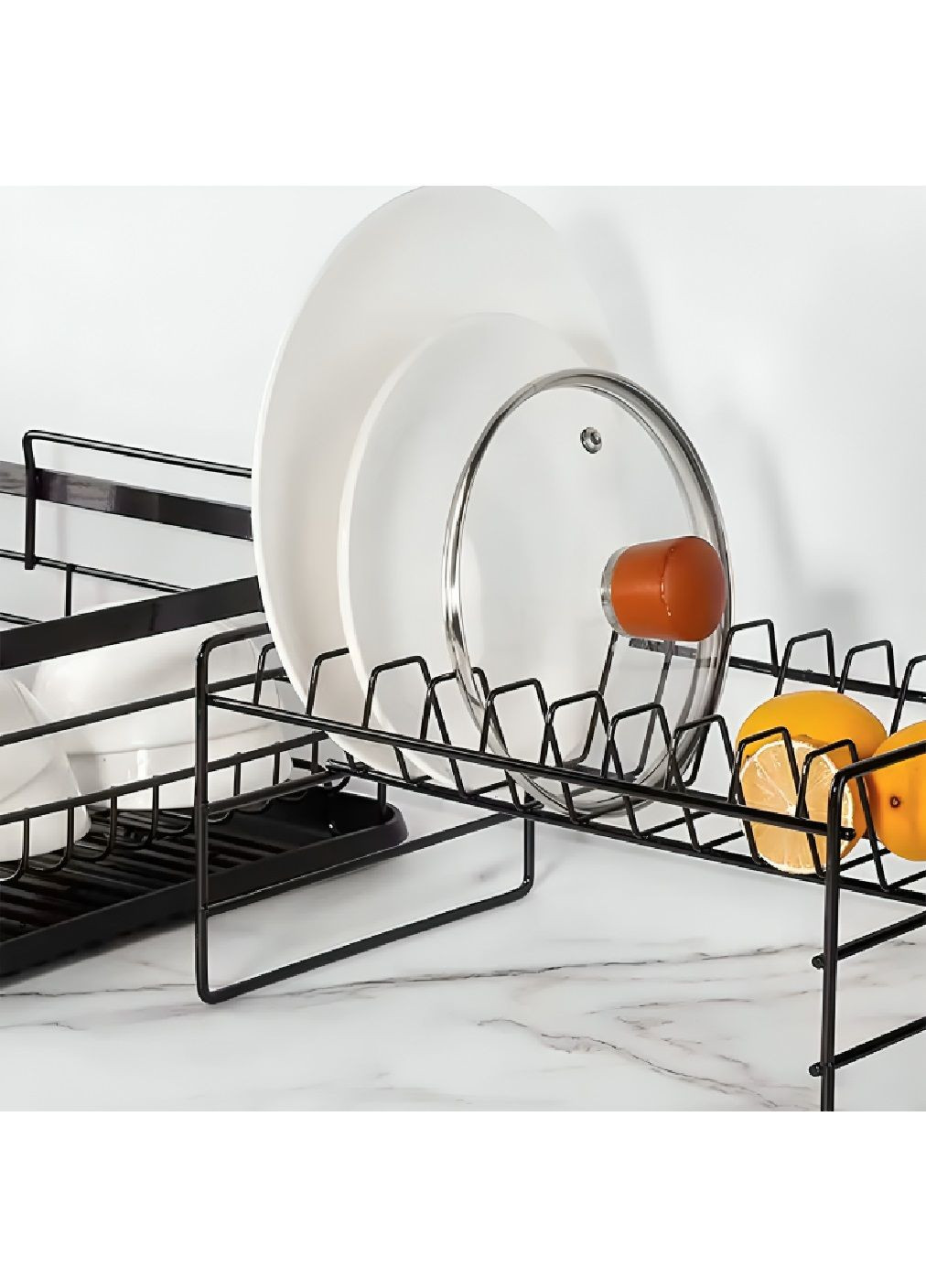 Сушарка органайзер підставка дворівнева з піддоном склянкою для кухонного приладдя 43×32×27 см (480918-Prob) Unbranded (347729770)