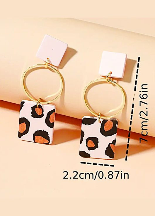 Сережки подовжені Леопард на рожевому No Brand (336211413)