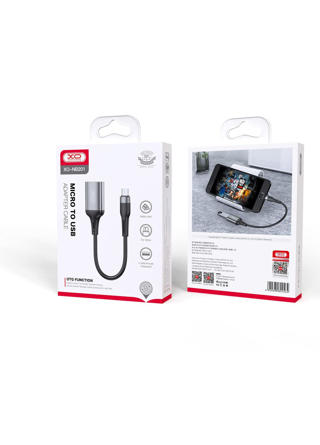 Кабель NB201 OTG USB 2.0 transfer speed 480Mbp for micro Black XO (297454096)