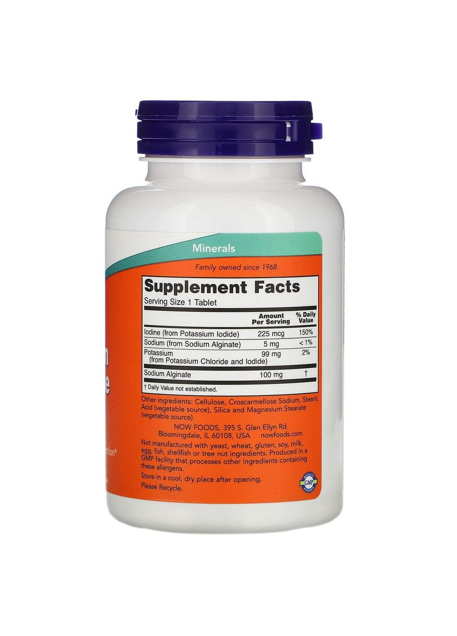 Йодид калію Potassium Plus Iodine 180 таблеток Now Foods (359473780)