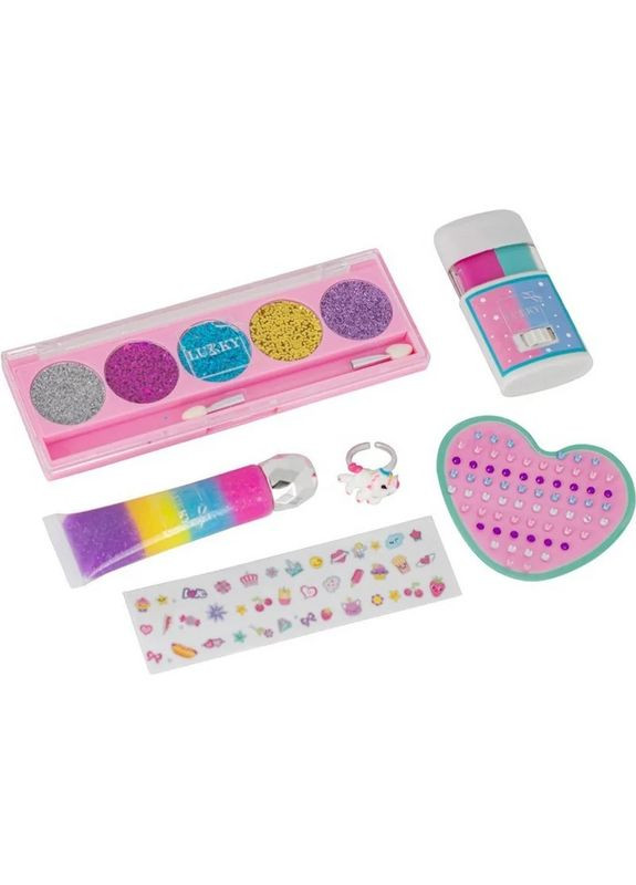 Дитячий набір косметики для дівчаток макіяж і волосся палетка 5 кольорів блискітки та крейди Lukky (368755825)