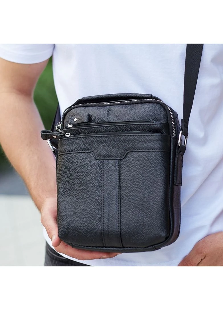 Шкіряна чоловіча чорна сумка-барсетка з ручкою 73957 Tiding Bag (336551932)