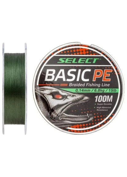 Шнур (1870.27.64) Select Basic PE 100m Dark Green 0.18mm 22lb/9.9kg (401483615)