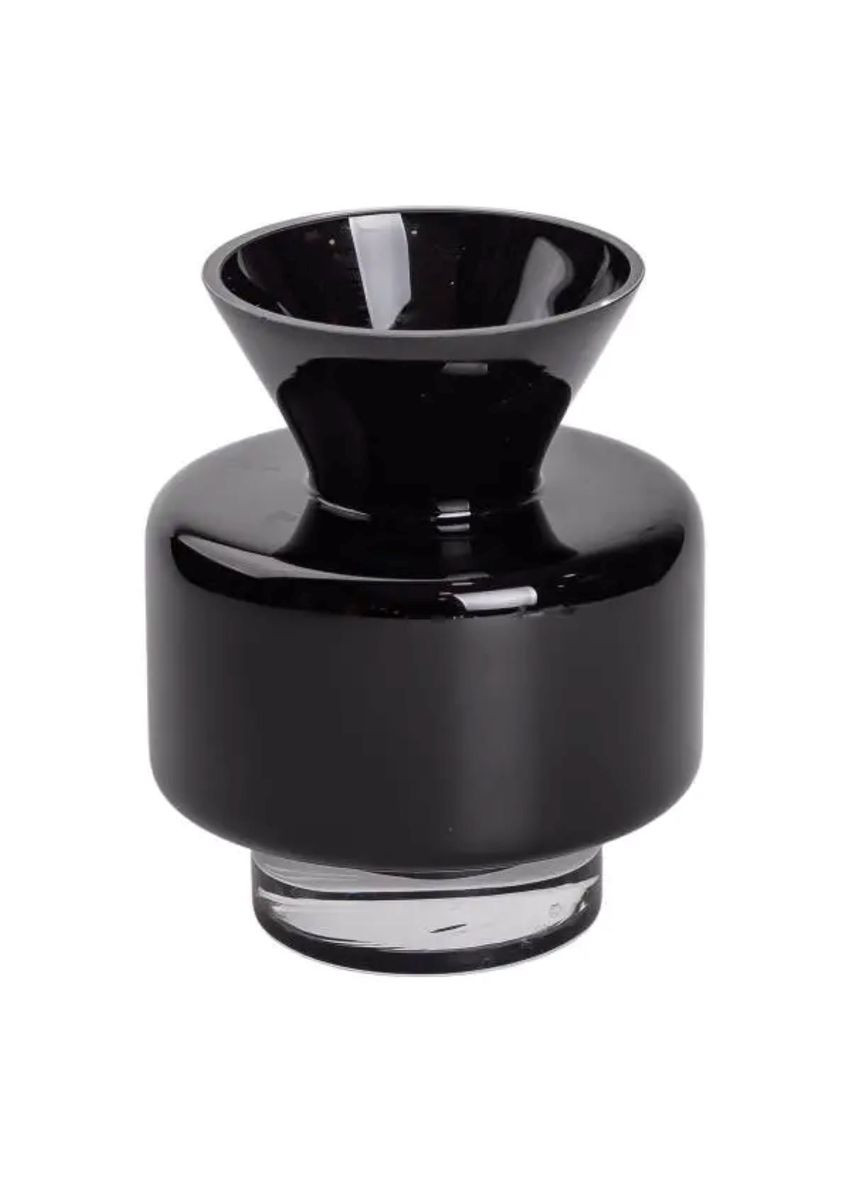 Ваза из цветного стекла для цветов 17.5 см декоративная ваза для декора и интерьера 1.5 л. Черная HP-10-32 Flower Season (371480830)