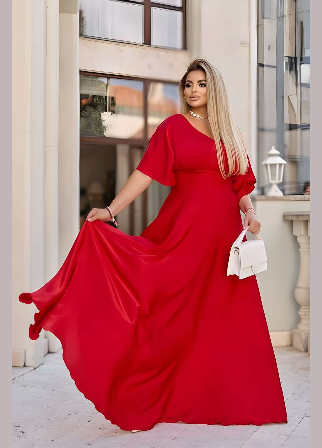 Червона кежуал, святковий, коктейльна, вечірня 42-70р електрик сукня в підлогу довге плаття батал вечірня святкова ошатна Україна однотонна