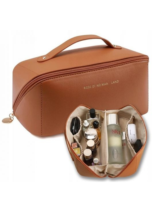 Органайзер дорожная косметичка на коричневой молнии для женщин с ручкой несесер для путешествий ProDobro (365443222)