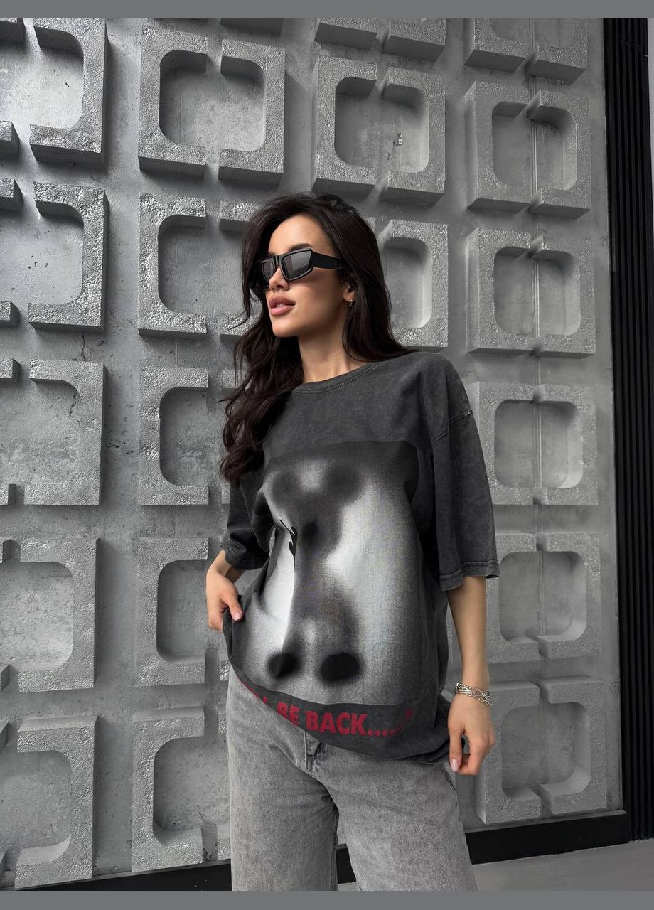 Жіноча футболка з малюнком графітового кольору 31887 Fashion - (331109516)