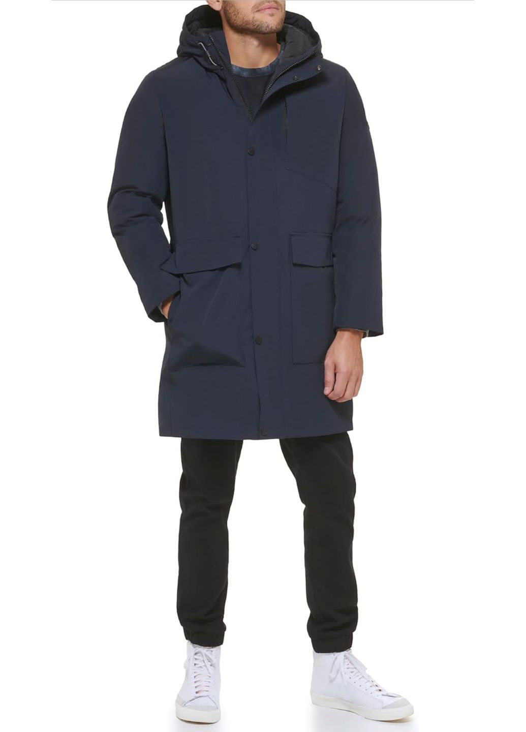 Темно-синий зимний Пуховик аляска DKNY