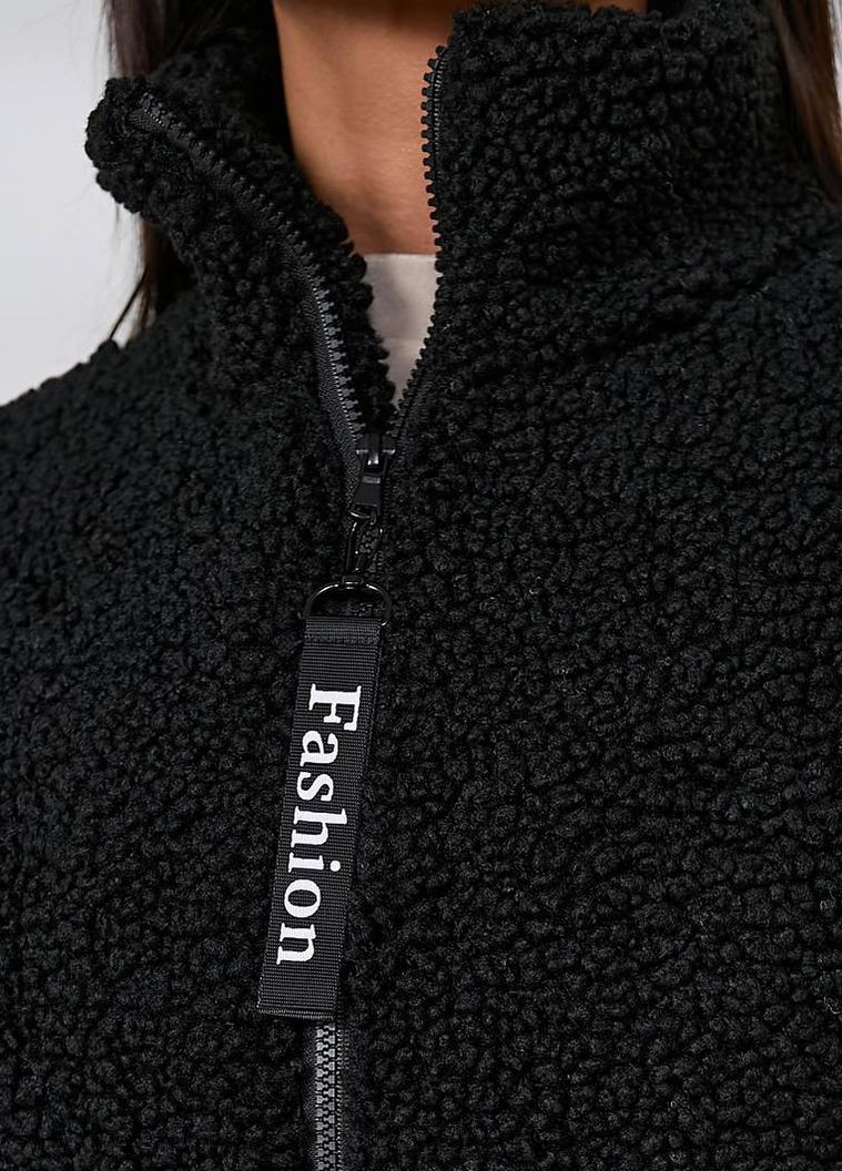 Чорна демісезонна жіноча тепла куртка-барашок Modena
