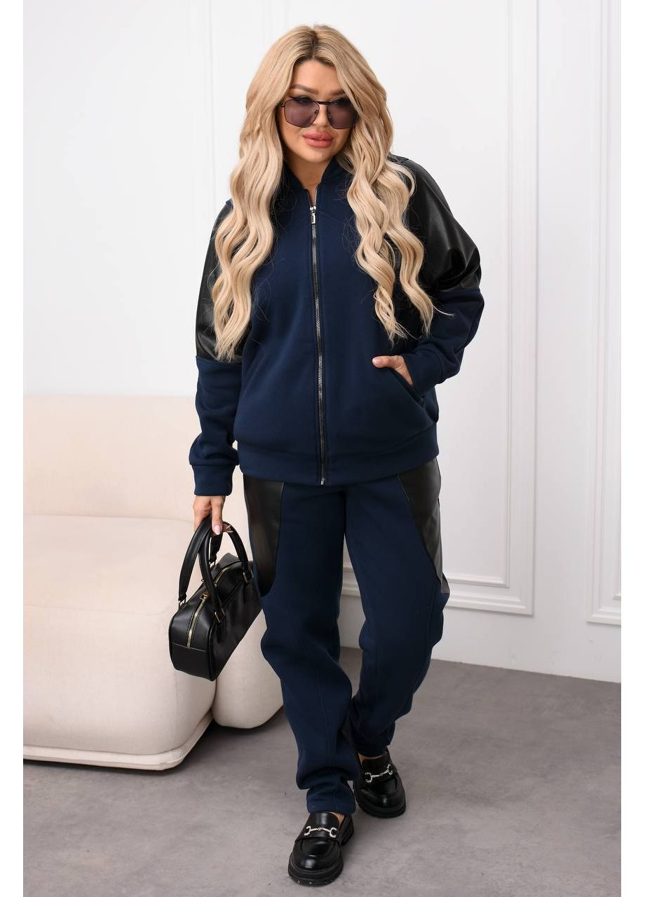 Жіночий костюм Plus Size з бомбером на флісі No Brand Р5203-570/2 (373303092)