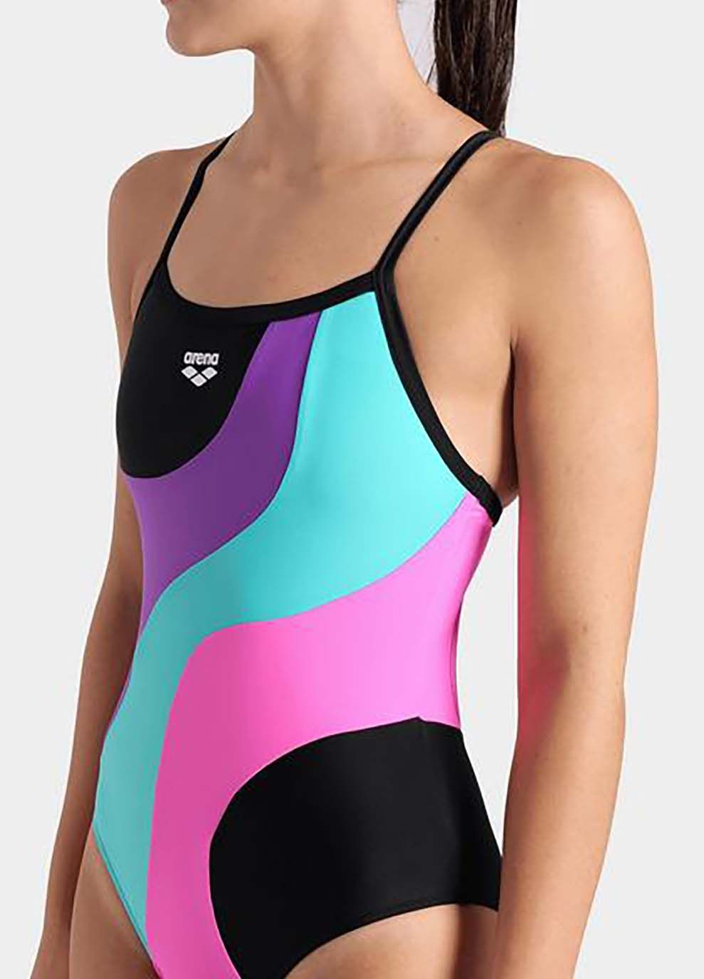 Комбінований демісезонний купальник закритий для жінок multi slices swimsuit lightdro мультиколор Arena