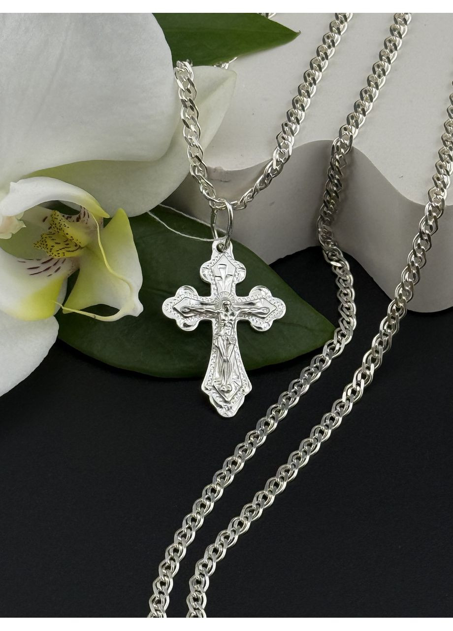 Ланцюжок та хрестик для жінки в сріблі 45 No Brand (323214568)