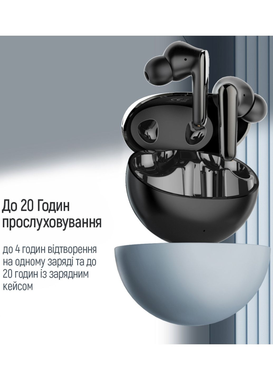 Бездротові блютуз навушники вакуумні, Black (чорні), Bluetooth 5.3, сенсорне керування Colorway Earbuds TWS-3 (355267343)