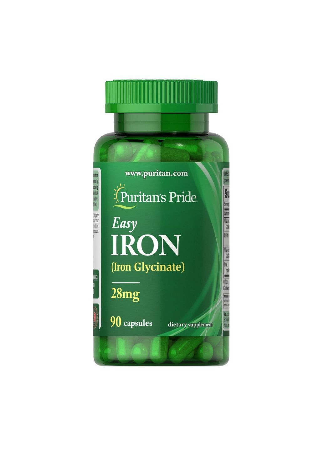 Вітаміни та мінерали Easy Iron 28 mg (Iron Glycinate), 90 капсул Puritans Pride (296260129)